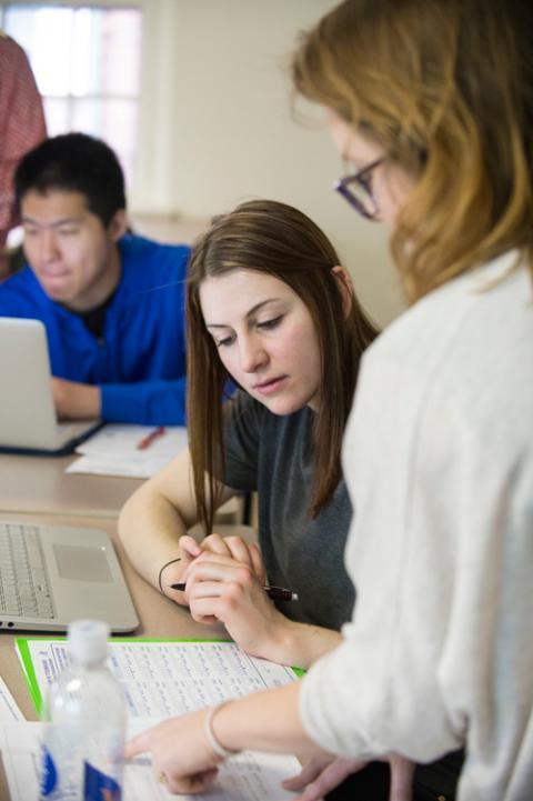 Student in class